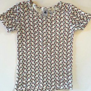 NWOT Petit Bateau short-sleeve floral print cotton t-shirts, age 6 years